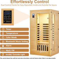 Infrared Sauna Built for Daily Wellness, Canadian Hemlock Wood, Low EMF Carbon Panels, Bluetooth Speakers