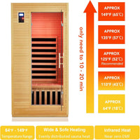 Infrared Sauna Built for Daily Wellness, Canadian Hemlock Wood, Low EMF Carbon Panels, Bluetooth Speakers