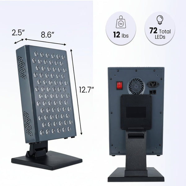 Red Light Therapy Panel Designed for Daily Wellness, 72 Quad Chip LEDs, 4 Wavelengths, Adjustable Brightness