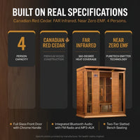 Dynamic Infrared Saunas 4 - Person Indoor Bluetooth Compatible FAR Infrared Sauna in Cedar — Results & Stats