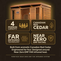 Infrared Sauna Built to Support Daily Wellness, 4 Person Capacity, Canadian Red Cedar, Near Zero EMF — Results & Stats