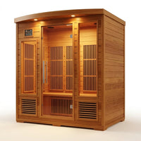 Infrared Sauna Built to Support Daily Wellness, 4 Person Capacity, Canadian Red Cedar, Near Zero EMF — Studio Shot