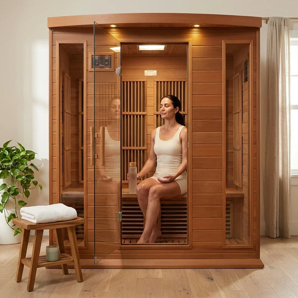 Infrared Sauna Built to Support Daily Wellness, 4 Person Capacity, Canadian Red Cedar, Near Zero EMF