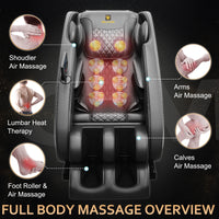 Massage Chair Neck Massager with Zero Gravity Heating Bluetooth Functions (Black)